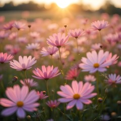 Fototapeta premium Pink and Purple Summer Bloom in Beautiful Nature Garden of Flowers
