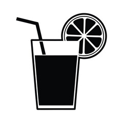 A glass of Lemon Juice silhouette vector art