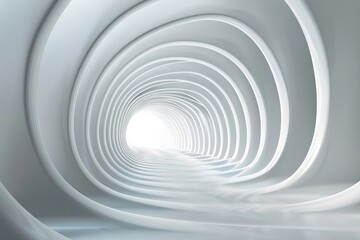Abstract White Tunnel with Light at the End