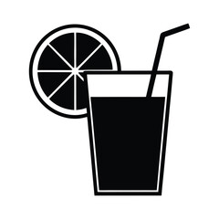 A glass of Lemon Juice silhouette vector art