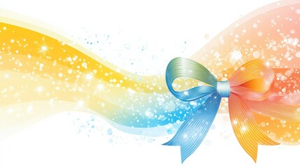 Colorful Sparkling Ribbon on White Background