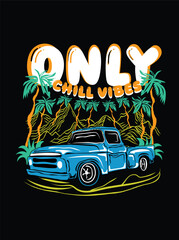 summer vibes tshirt design colorfull illustation