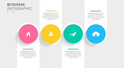 infographic flat template circles diagram, graph, presentation. Business concept with 4 options. For content, flowchart, steps, timeline, workflow, marketing