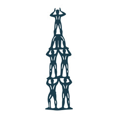 La Mercè Barcelona Casteller Human Tower Vector - La Mercè (Barcelona) Casteller (human tower) in stacked figures of a single warm brown
