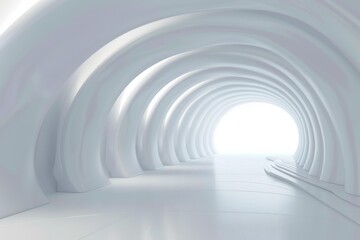Abstract White Tunnel with Bright Light