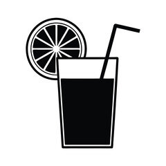 A glass of Lemon Juice silhouette vector art
