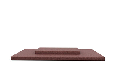 Brown textured podium with two steps for product display