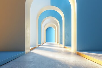 Fototapeta premium Abstract Architectural Pathway with Arched Frames