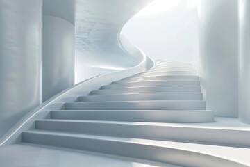 Fototapeta premium White Spiral Staircase in Modern Architecture