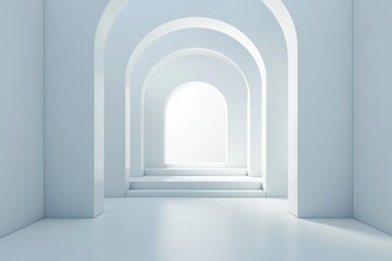 Abstract Archway with White Steps and Light