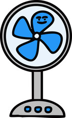 여름 선풍기 표정 라인드로잉 아이콘(summer character line drawing icon)