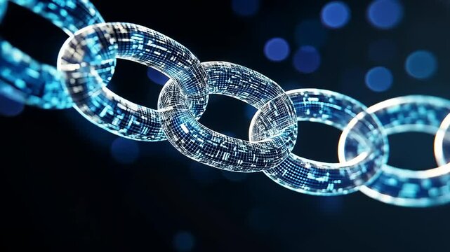 Blue Digital Chains Abstract Technology Network Connection