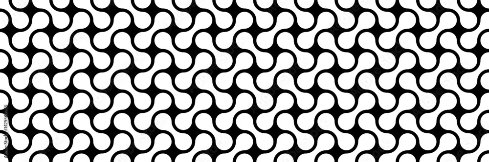 Poster horizontal seamless black and white circle design for pattern and background.