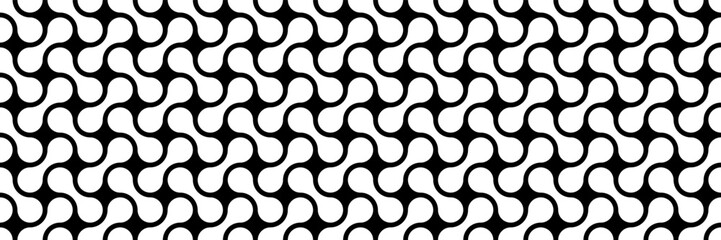 horizontal seamless black and white circle design for pattern and background.