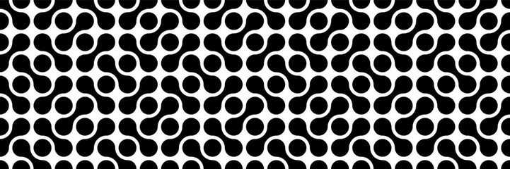 horizontal seamless black and white circle design for pattern and background.