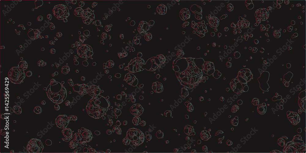 Poster abstract black watercolor background for your design,golden and glass moving spheres bubbles arrange
