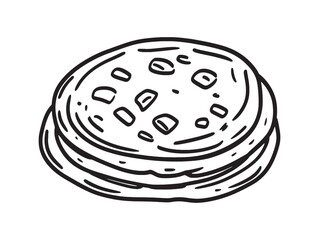 Simple line art of naan bread vector design drawing