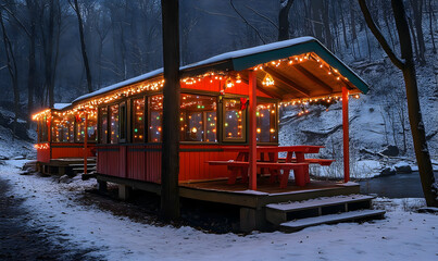 Obraz premium Vintage streetcar snowy winter travel public transport