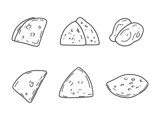 Hand drawn naan bread vector line art sketch