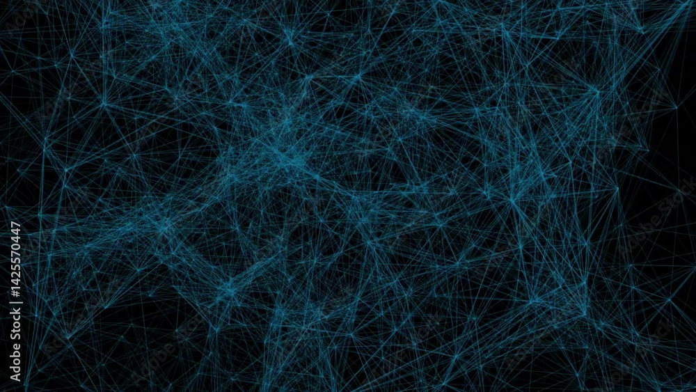 Aufkleber complex mesh of glowing blue lines and nodes is forming digital network abstraction for technology