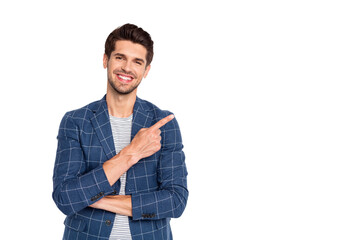 Portrait of his he nice attractive cheerful cheery successful businessman agent broker assistant...