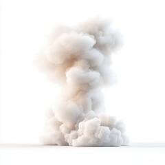 Dense White Cloud of Smoke Rising on a Clean White Background in Studio Lighting