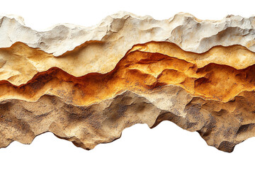 Obraz premium Textured layers of rock showcasing a natural design, perfect for background or graphic projects against a white isolate background.