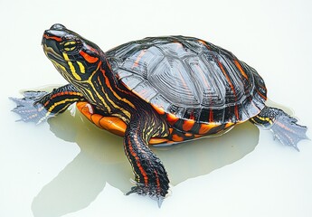 Closeup of a Colorful Turtle in Water