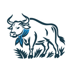 Charging Bull Silhouette, San Fermín Festival San Fermín (Pamplona) Silhouette of a charging bull with a red scarf around its horns