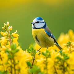 Obraz premium blue tit on branch, beautiful birds 