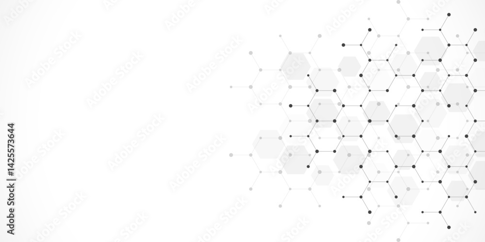 Fototapete Graphic design element with abstract geometric background of simple hexagon pattern