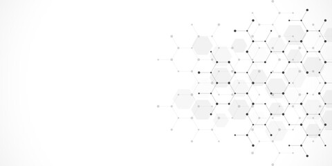 Graphic design element with abstract geometric background of simple hexagon pattern