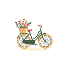 Fototapeta premium Bicycle with Floral Basket Design for Eco-Friendly Blogs, Outdoor Adventures, Travel Websites, and Lifestyle Content