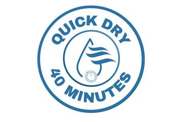 Quick dry stamp vector, 40 minutes, Quick dry label, stamp, design, logo, icon, illustration, Vector water, dryer for advertising, marketing and promotion concept on transparent background 