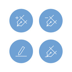 Writing icon set. draw icon set. Containing pen.  Solid vector icons collection.