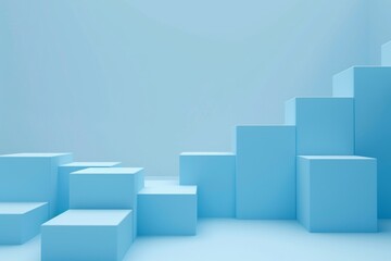 Abstract Blue Geometric Shapes in Minimalist Setting