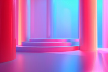 Obraz premium Abstract Neon Stage with Pink and Blue Lighting