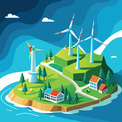 vast-offshore-windmill vector image on white background 