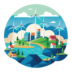 vast-offshore-windmill vector image on white background 