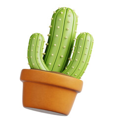 3D Cactus in Pot Isometric View