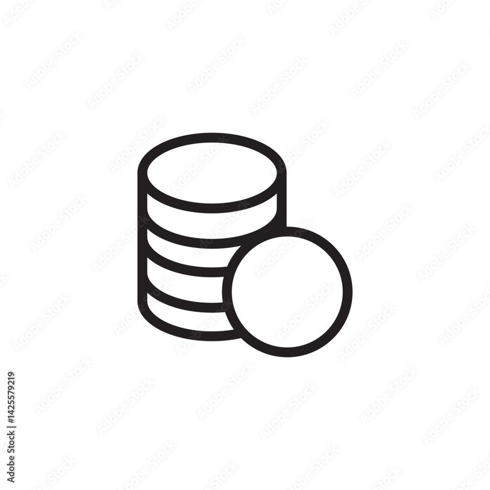 Poster stack of coin icon editable outline stroke vector eps