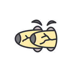 Shocked eye colored icons, minimalist vector illustration ,simple transparent graphic element .Isolated on white background