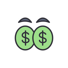 Money eye colored icons, minimalist vector illustration ,simple transparent graphic element .Isolated on white background