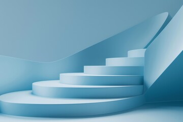Abstract Blue Staircase in a Modern Interior