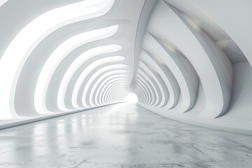 Modernistic Curved Tunnel with Bright Lighting