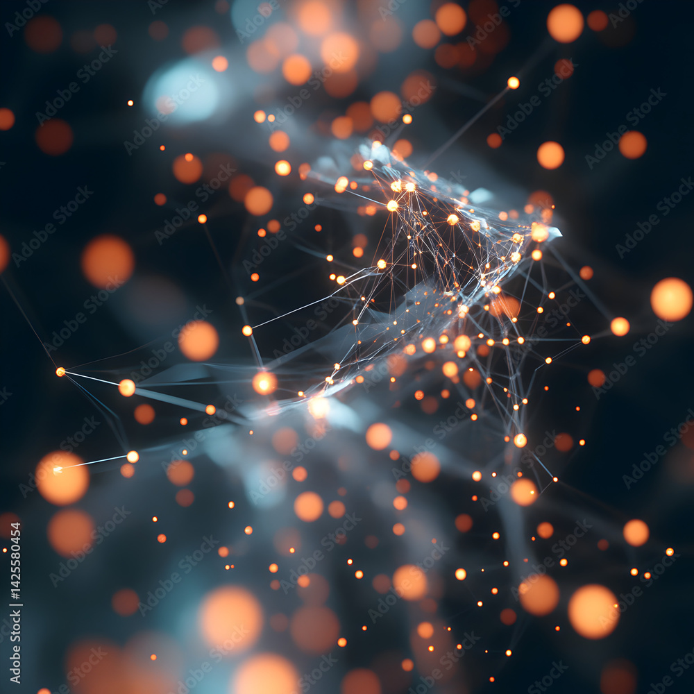 Poster network of brilliance: a captivating image depicting the interconnectedness of ideas. illuminating n