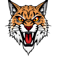 Obraz premium aggressive bobcat mascot with fierce expression high-quality vector art