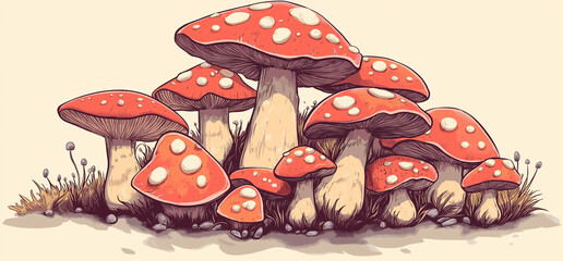 fly agaric mushroom illustration