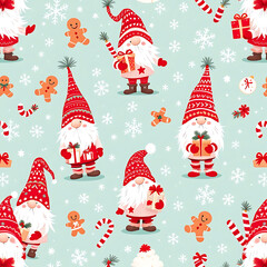 Christmas gnome pattern background