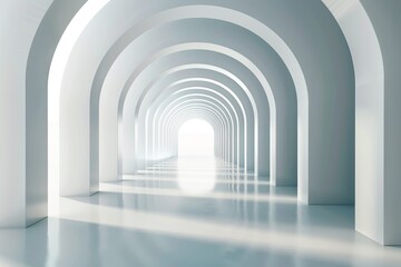 White Arched Corridor Leading to Light